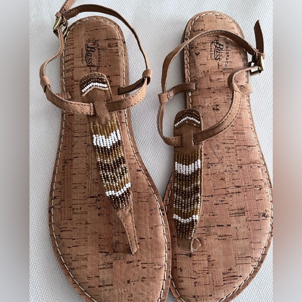 Bass Women's Brown Beaded Cork Footbed Sandals